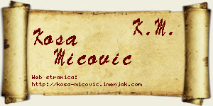 Kosa Mićović vizit kartica